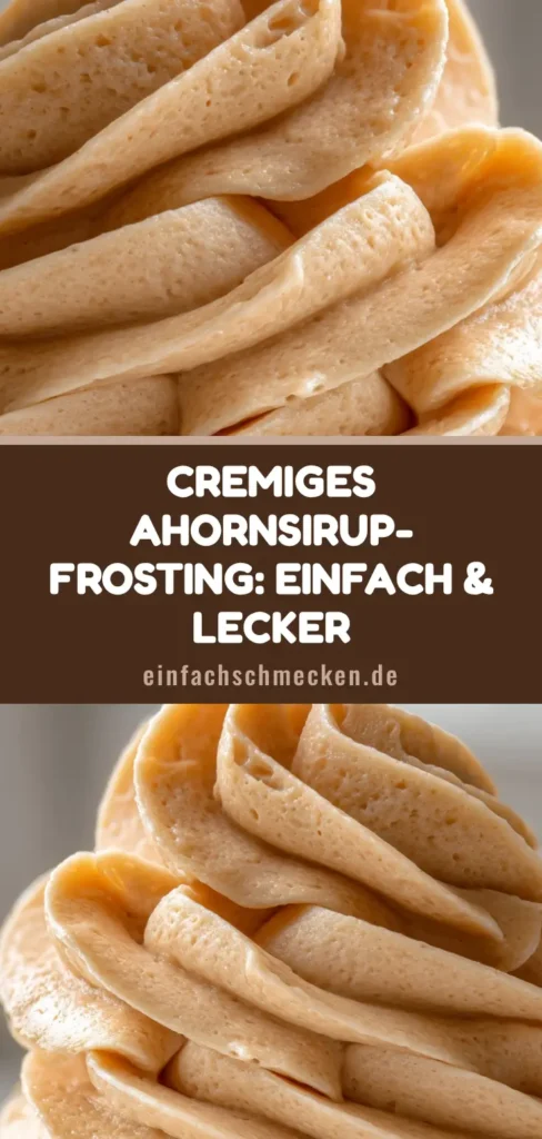 Nahaufnahme eines hohen Wirbels aus Ahornsirup-Frosting auf einem Keks mit deutlichen Rillen einer Sterntülle.