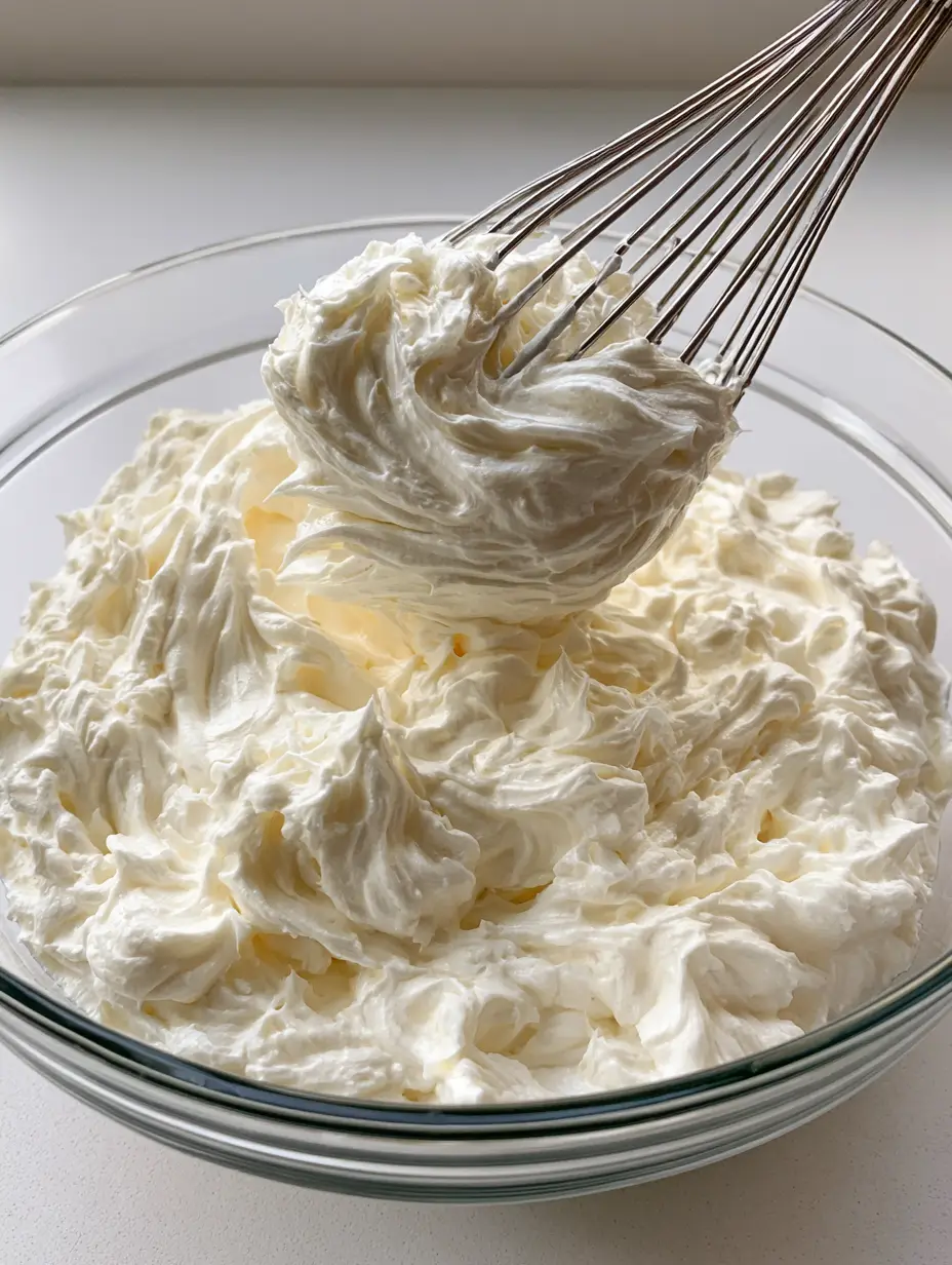 Luftige weiße Buttercreme mit Marshmallow Fluff in einer Rührschüssel. (Marshmallow Buttercream Rezept)