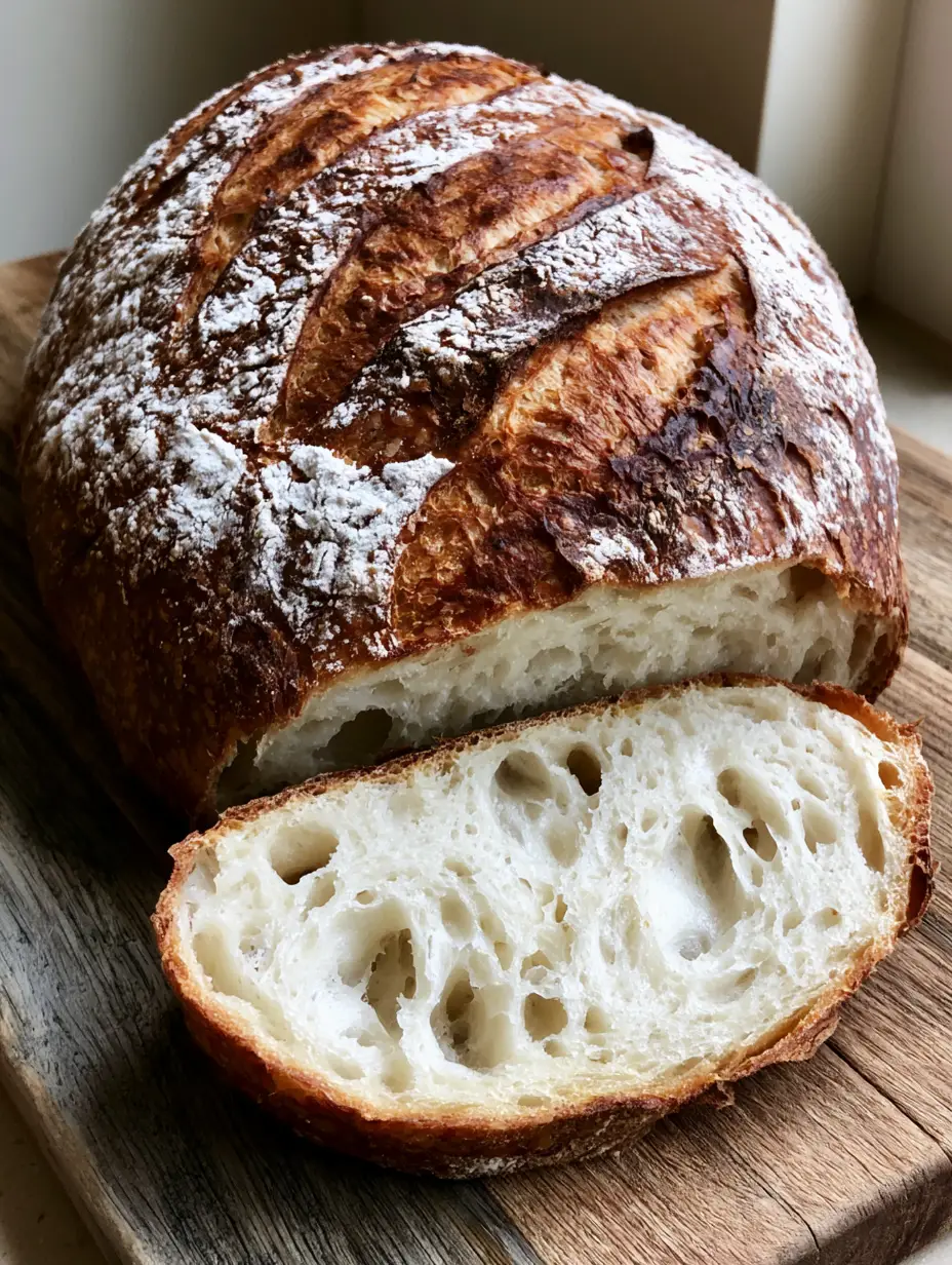 Nahaufnahme von Italienisches Brot Rezept mit Fokus auf die krustige Oberfläche und das feine Mehl.