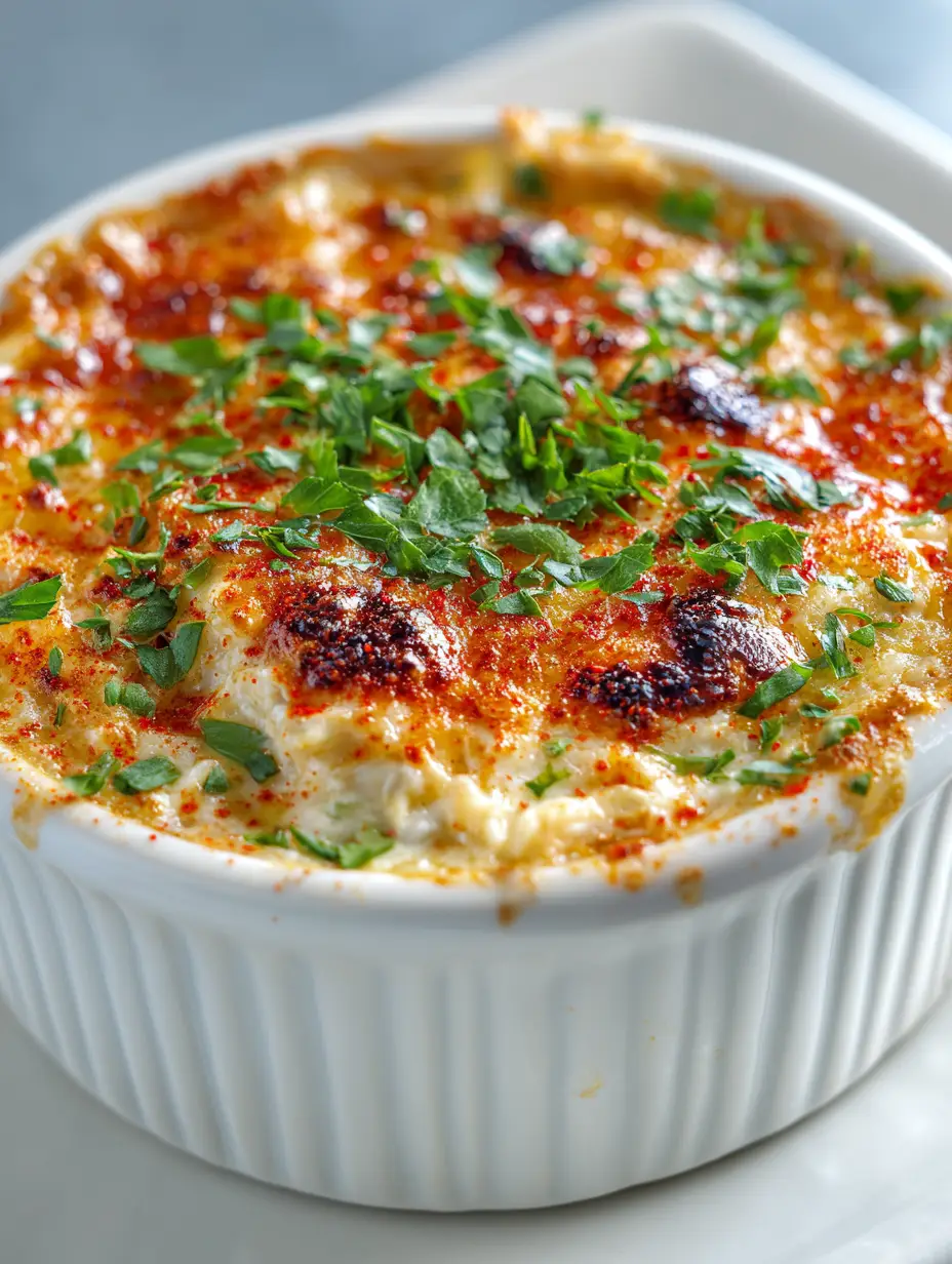 Crab Imperial Rezept: Der ultimative Guide für cremigen Krabbengenuss 3 Nahaufnahme von Crab Imperial Rezept mit blubbernder Sauce und Paprikabestäubung.