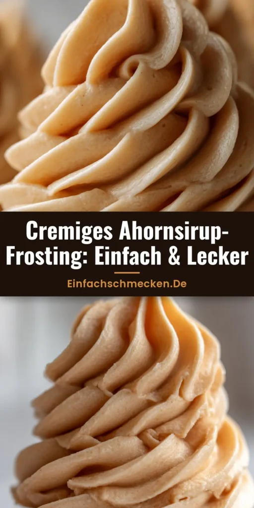 Ein dicker, perfekt gespritzter Swirl aus Ahornsirup-Frosting auf einem goldenen Keks mit scharfen Tüllenkanten.