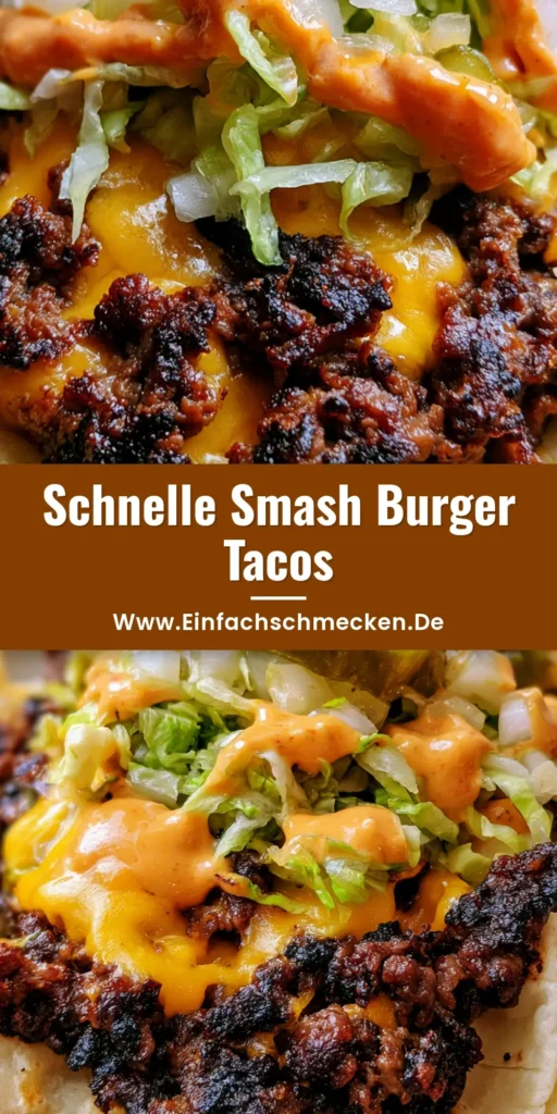 Smash Burger Tacos: Das ultimative Rezept für knuspriges Trend-Food 3 Ein köstlicher Smash Burger Taco in der Hand gehalten, mit knusprigem Fleisch, geschmolzenem Käse und cremiger Sauce.