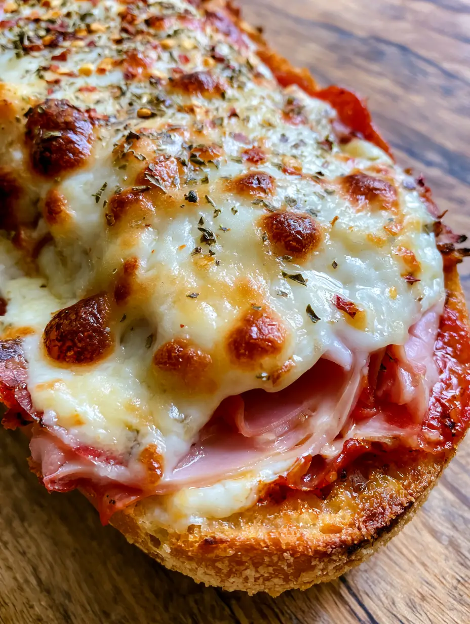 Italienische Grinder Sandwiches: Das ultimative Rezept für knusprige Subs 3 Nahaufnahme eines Italienischen Grinder Sandwiches mit knusprigem Brot und geschmolzenem Mozzarella.