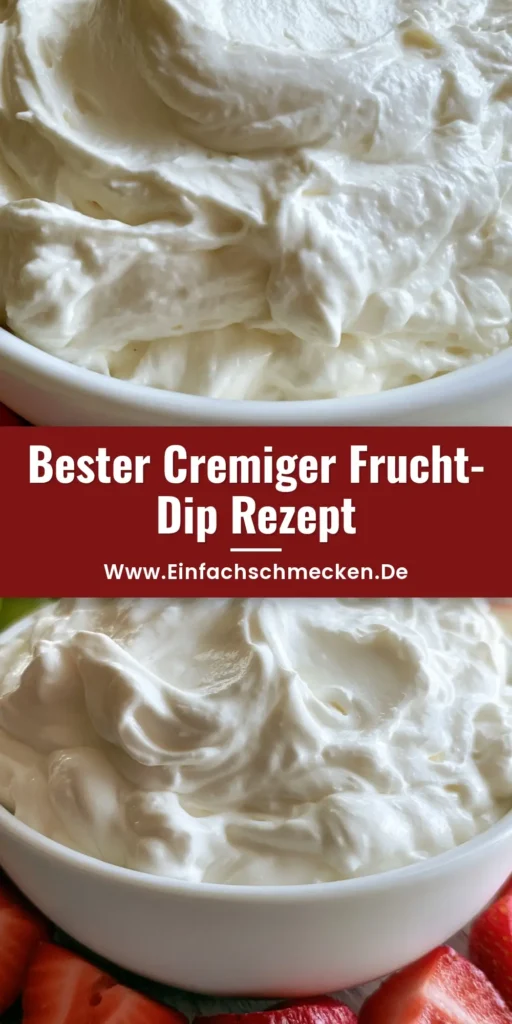 Frischkäse-Frucht-Dip: Der fluffigste 3-Minuten-Nachtisch für jede Party 3 Ein cremiger weißer Frischkäse-Frucht-Dip in einer Schale serviert mit Erdbeeren, Weintrauben und Gala-Apfelspalten auf einem Holzbrett.