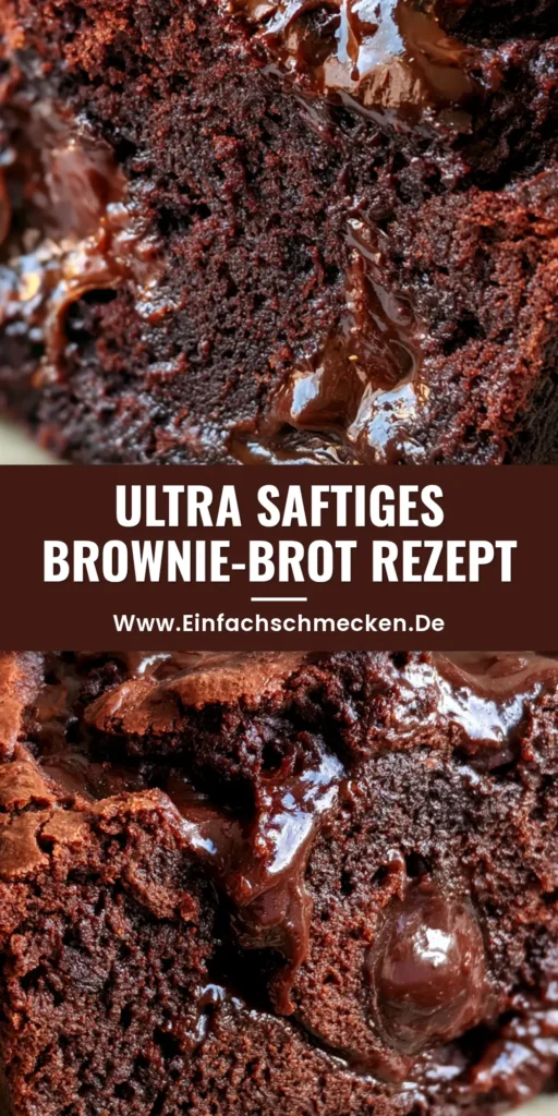 Nahaufnahme einer Scheibe Brownie-Brot mit dicken Hot Fudge Swirls und einer glänzenden Schokoladenkruste auf einem Teller.