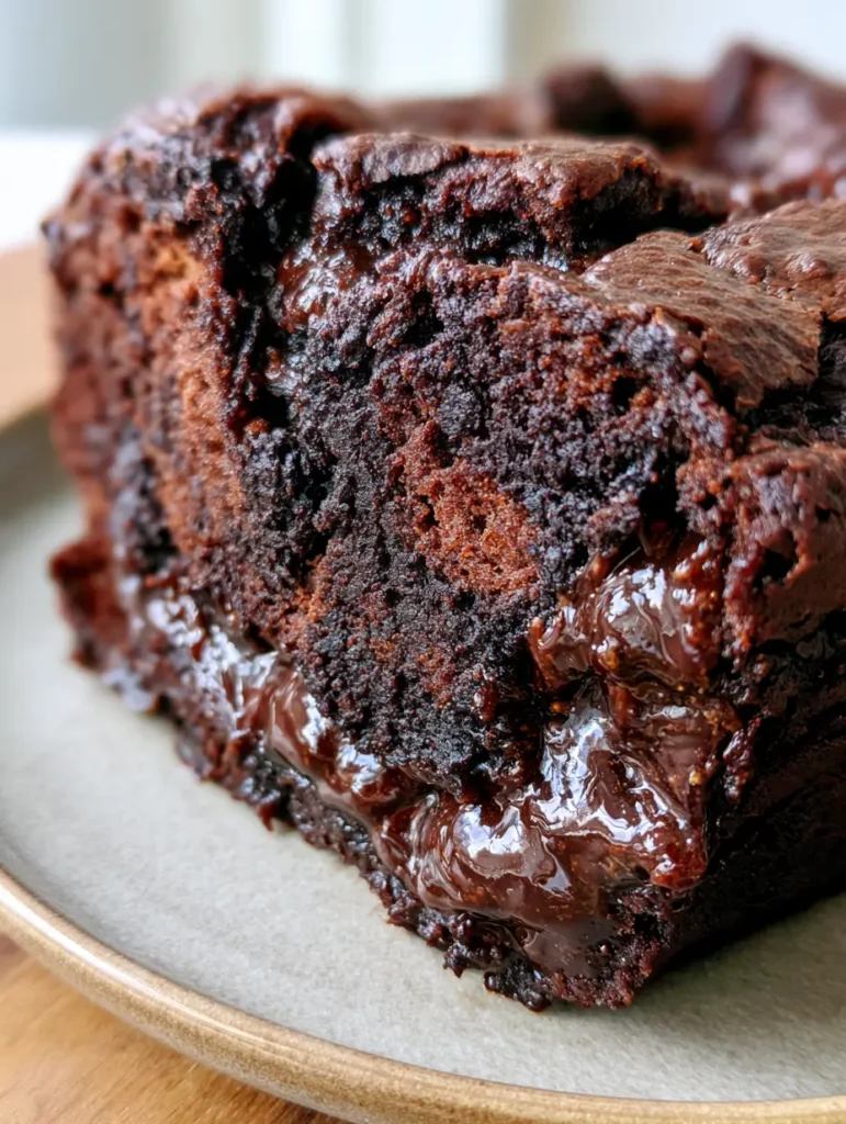 Brownie-Brot im minimalistischen Setting mit natürlichem Licht, das die Textur betont.